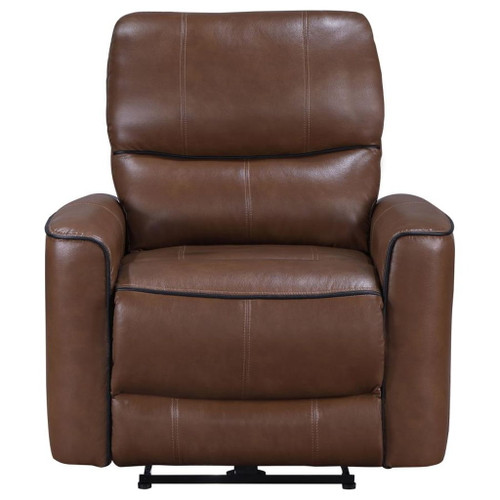 Greenfield - Upholstered Power Recliner Chair - Saddle Brown