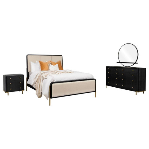 Arini - 4 Piece California King Bedroom Set - Cream And Black