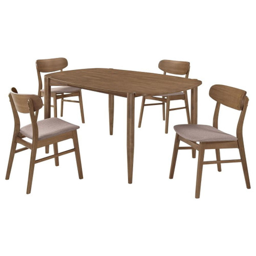 Dortch - 5 Piece Oval Solid Wood Dining Set - Walnut