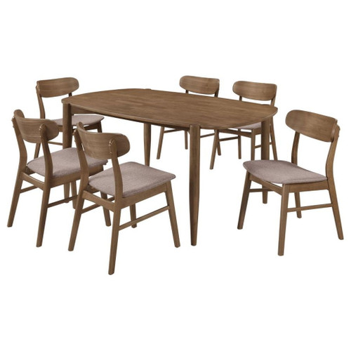 Dortch - 7 Piece Oval Solid Wood Dining Set - Walnut