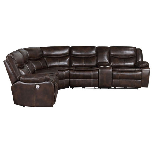 Sycamore - Upholstered Power Reclining Sectional Sofa - Brown