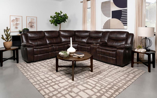 Sycamore - Upholstered Power Reclining Sectional Sofa - Brown