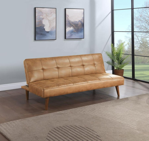 Jenson - Upholstered Tufted Convertible Sofa Bed - Saddle Brown