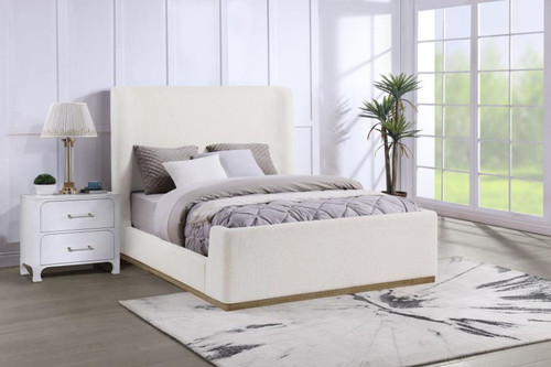 Nala - Upholstered Eastern King Sleigh Bed - Cream
