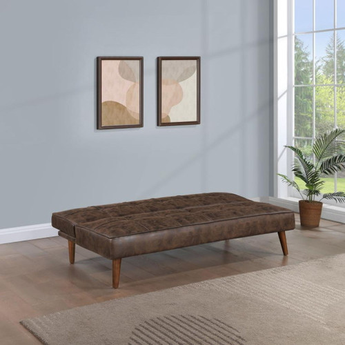 Jenson - Upholstered Tufted Convertible Sofa Bed - Dark Coffee