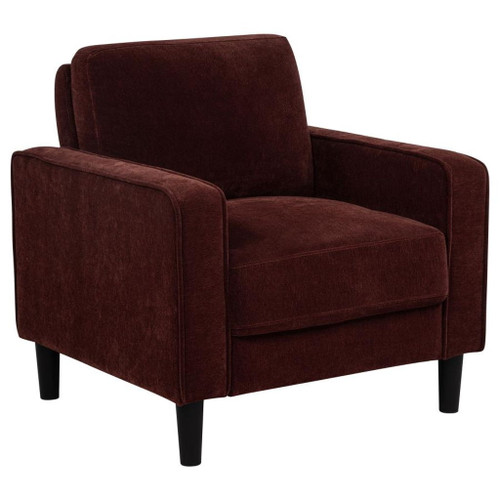 Ruth - Fabric Upholstered Track Arm Accent Chair - Rust Red