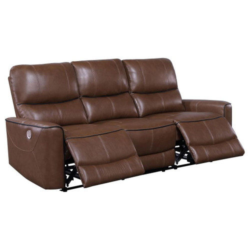 Greenfield - 3 Piece Power Reclining Sofa Set - Saddle Brown