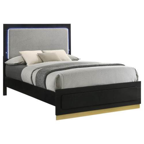 Caraway - Wood Queen LED Panel Bed - Black