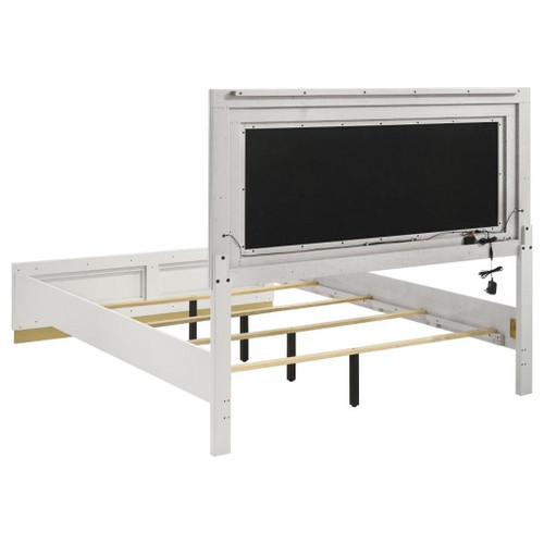 Caraway - Wood California King LED Panel Bed - White