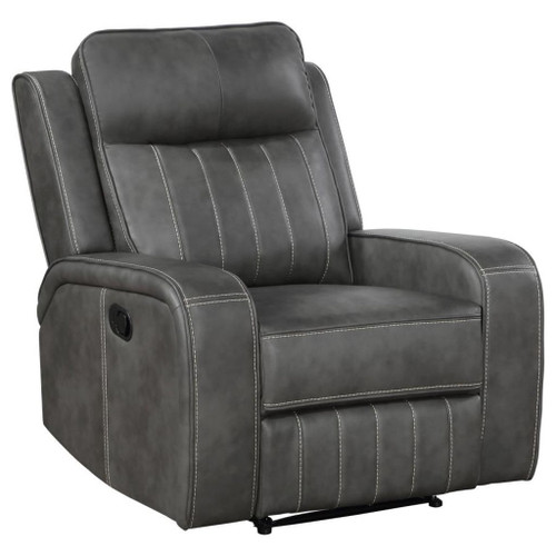 Raelynn - Upholstered Track Arm Recliner - Gray