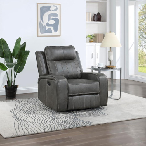 Raelynn - Upholstered Track Arm Recliner - Gray