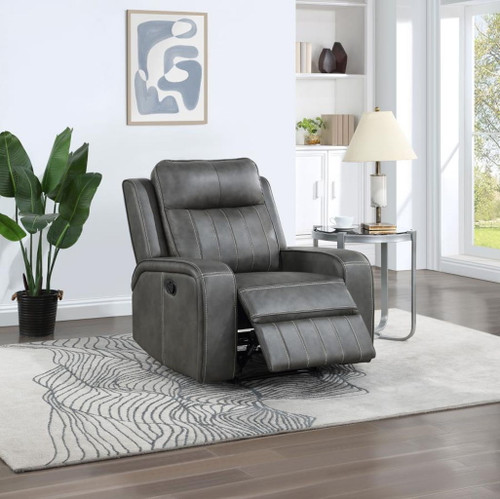 Raelynn - Upholstered Track Arm Recliner - Gray