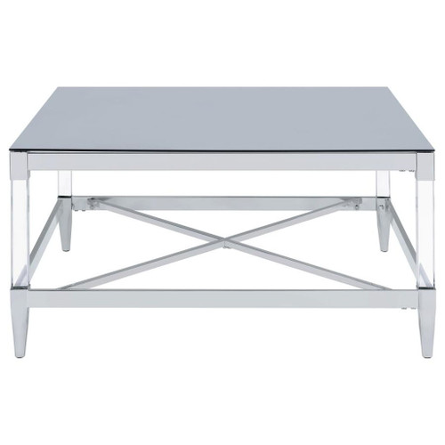 Lindley - Square Tempered Mirror Acrylic Coffee Table - Chrome