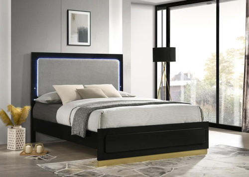 Caraway - Wood California King LED Panel Bed - Black
