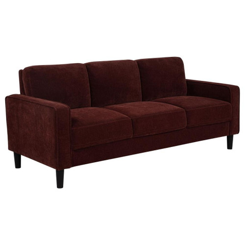 Ruth - 77" Fabric Upholstered Track Arm Sofa - Rust Red