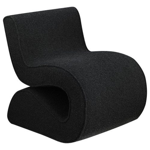 Ronea - Boucle Upholstered Armless Curved Chair - Charcoal
