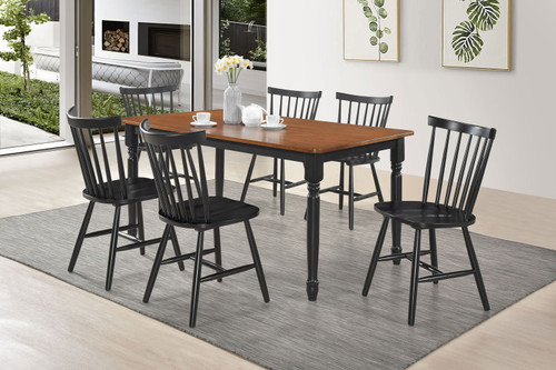 Hollyoak - 7 Piece Rectangular Dining Set - Walnut And Black
