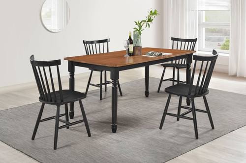 Hollyoak - 5 Piece Rectangular Dining Set - Walnut And Black
