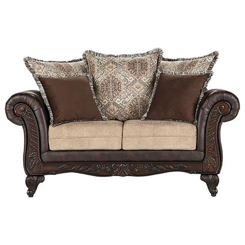 Elmbrook - 2 Piece Upholstered Rolled Arm Sofa Set - Brown