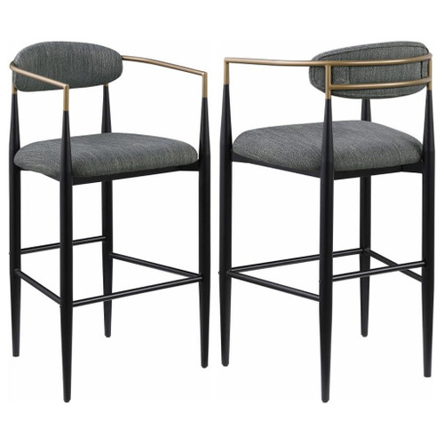 Tina - Fabric Upholstered Bar Chair (Set of 2) - Dark Gray