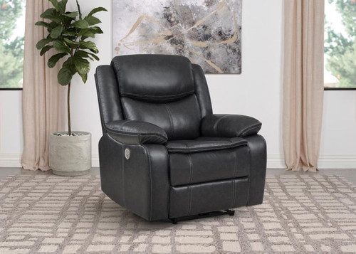 Sycamore - Upholstered Power Recliner Chair - Dark Gray