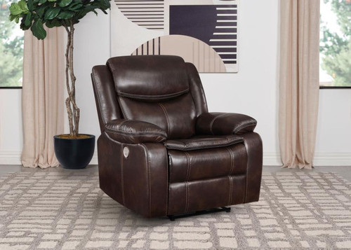 Sycamore - Upholstered Power Recliner Chair - Dark Brown