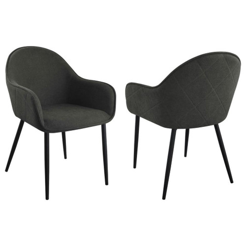 Emma - Fabric Upholstered Dining Arm Chair (Set of 2) - Charcoal