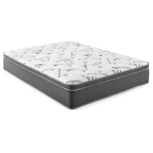 Sommet - Queen Bamboo Euro Top Memory Foam Hybrid Mattress - White