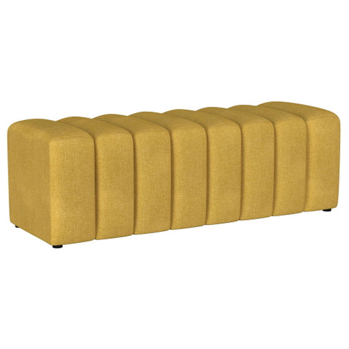Summer - Fabric Upholstered Tufted Accent Bench - Mustard Yellow