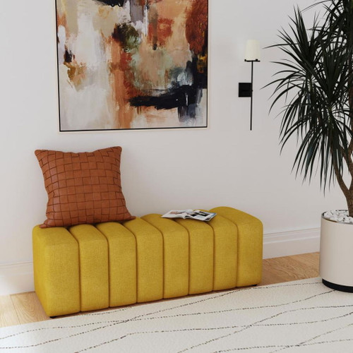 Summer - Fabric Upholstered Tufted Accent Bench - Mustard Yellow