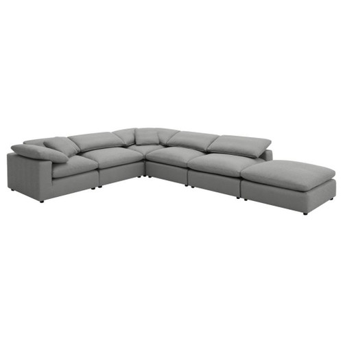 Raleigh - 6 Piece Upholstered Boucle Modular Sectional - Gray