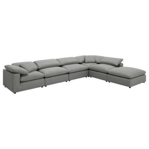 Raleigh - 6 Piece Upholstered Boucle Modular Sectional - Gray