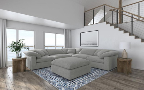 Raleigh - 6 Piece Boucle Upholstered Modular Sectional - Gray