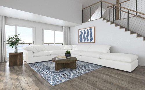 Raleigh - 6 Piece Boucle Upholstered Modular Sectional - Ivory