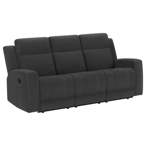 Brentwood - 3 Piece Upholstered Reclining Sofa Set - Dark Charcoal