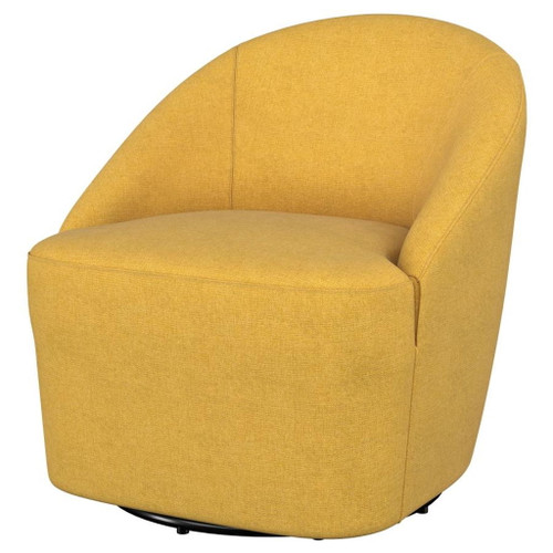 Leon - Upholstered Barrel Accent Swivel Chair - Mustard Yellow