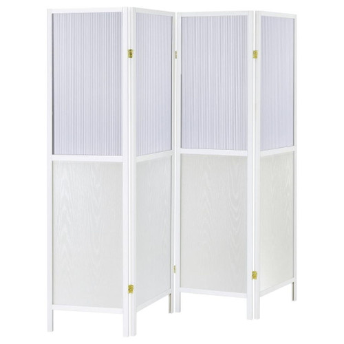 Mattison - 4-Panel Room Divider Folding Shoji Screen - White