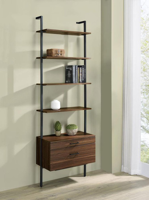 Owens - 4-Shelf Storage Wall Bookshelf - Walnut