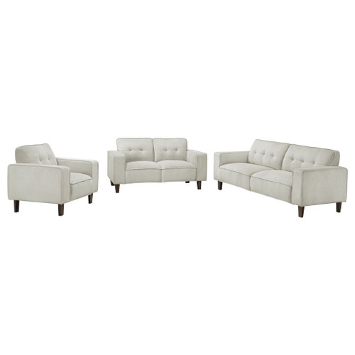 Deerhurst - 3 Piece Upholstered Track Arm Sofa Set - Greige