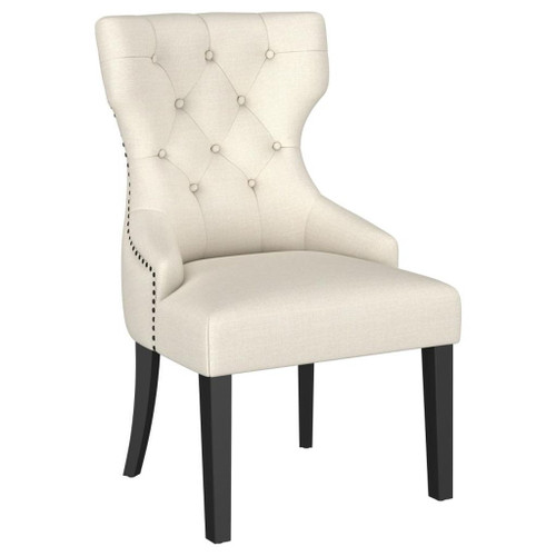 Baney - Fabric Upholstered Dining Side Chair - Beige And Black