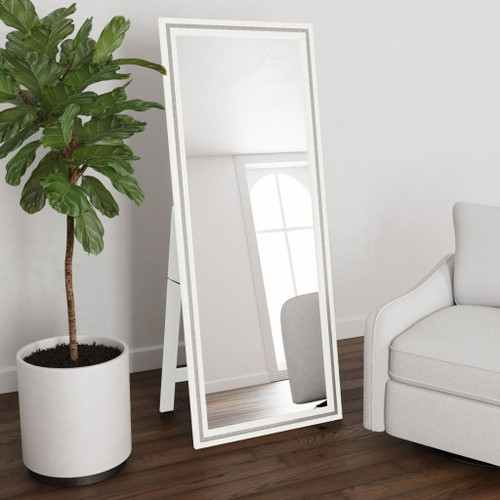 Windrose - Tempered LED Standing Mirror - White