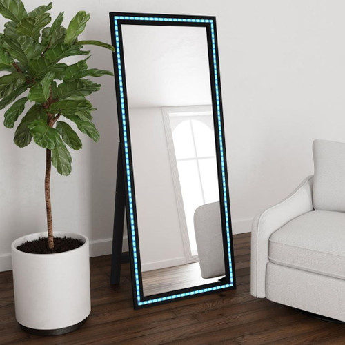 Windrose - Tempered LED Standing Mirror - Black
