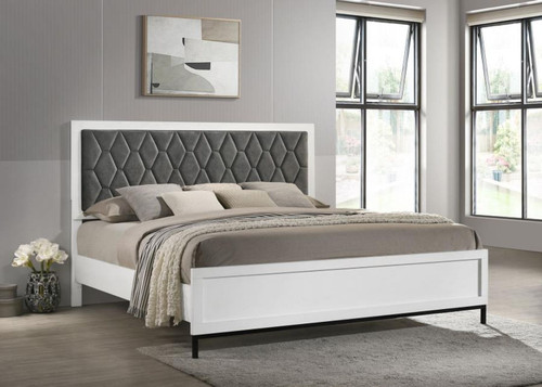 Sonora - California King Upholstered Panel Bed - White