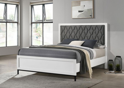 Sonora - Queen Upholstered Panel Bed - White