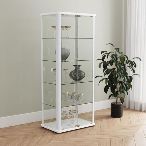 Aero - 5-Shelf Display Curio Cabinet With LED Lighting - White