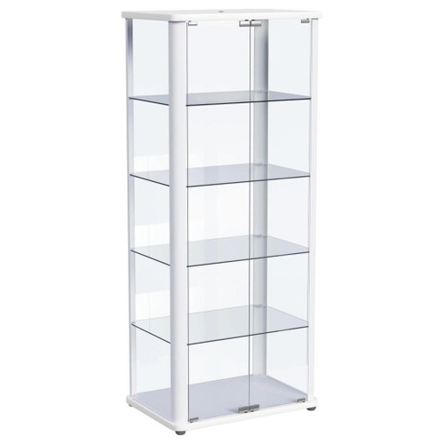 Aero - 5-Shelf Display Curio Cabinet With LED Lighting - White