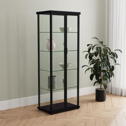 Aero - 5-Shelf Display Curio Cabinet With LED Lighting - Black