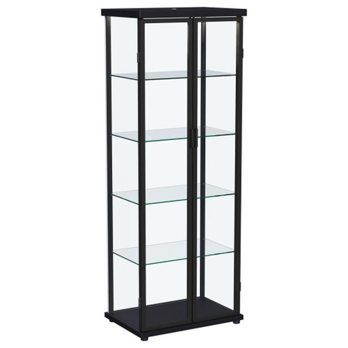 Aero - 5-Shelf Display Curio Cabinet With LED Lighting - Black