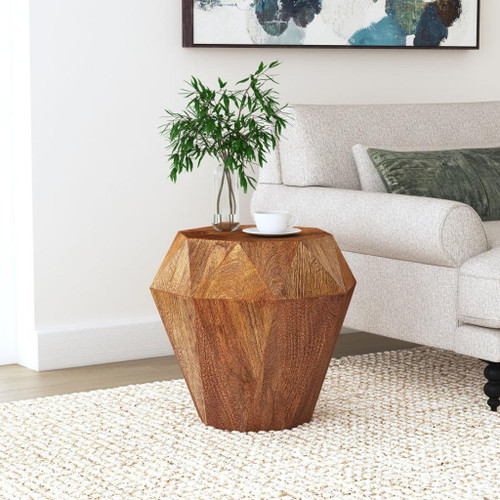 Jacinto - Octagonal Solid Mango Wood Side Table Brown - Natural