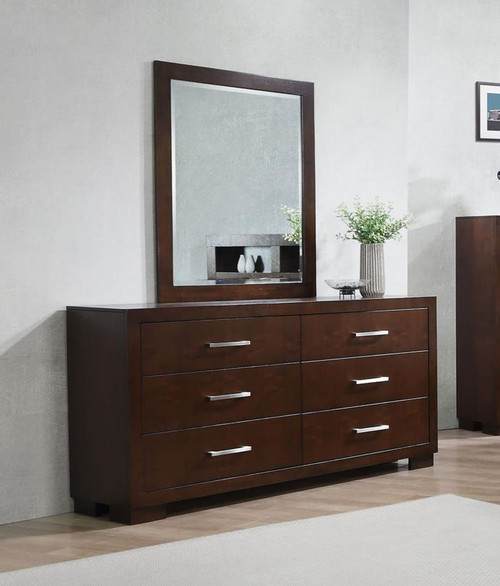 Jessica - 6-Drawer Dresser With Mirror - Cappuccino